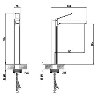 Смеситель для раковины-чаши Azario VISE AZ-VQQ168R30C